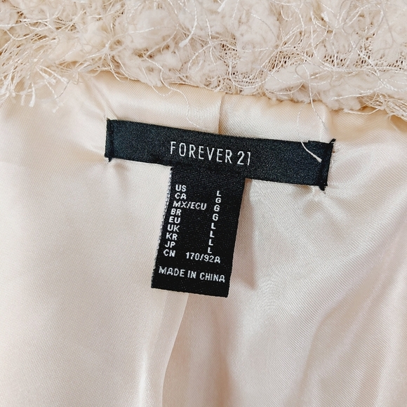 Forever 21 Cream Fuzzy Fleece Lapel Jacket Z94 - Picture 6 of 9